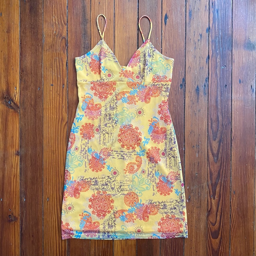 Vintage early 90s Mirrors spiritual spaghetti strap slip dress